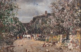 Robert Russ, Blick auf die Ruine Hinterhaus bei Spitz, um 1917, &copy; Landessammlungen N&Ouml;